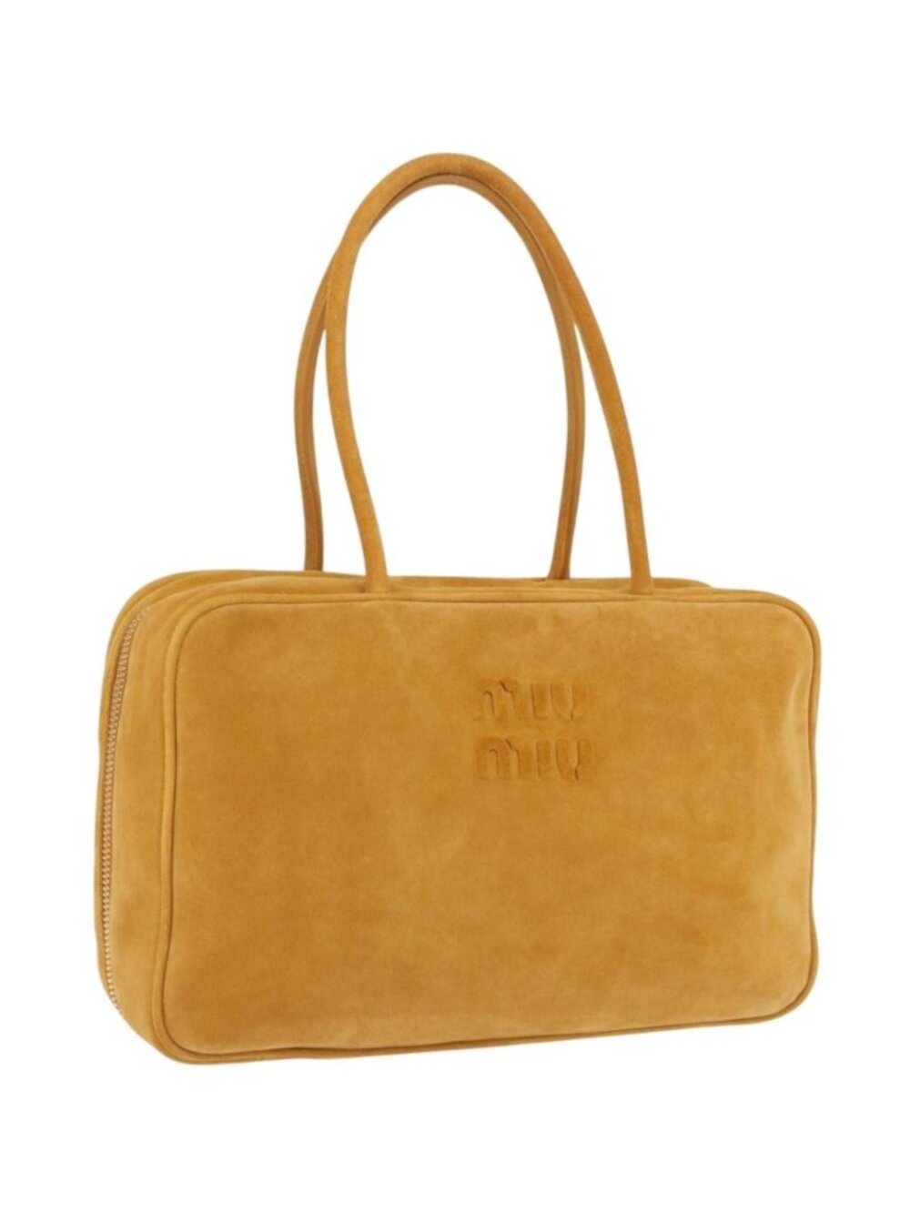 Miu Miu Beau Shoulder Bag Suede Yellow Gold